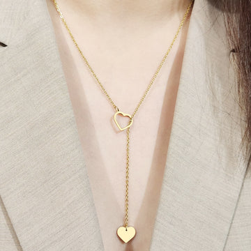 CACANA Long Pendant Heart-Shaped Necklaces Pendants For Women  Simple Design Necklace Stylish Stainless Steel Jewelry Party Gift daiiibabyyy